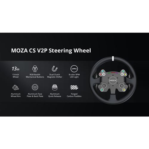 MOZA Racing Volant de course à double embrayage CS V2P pour PC