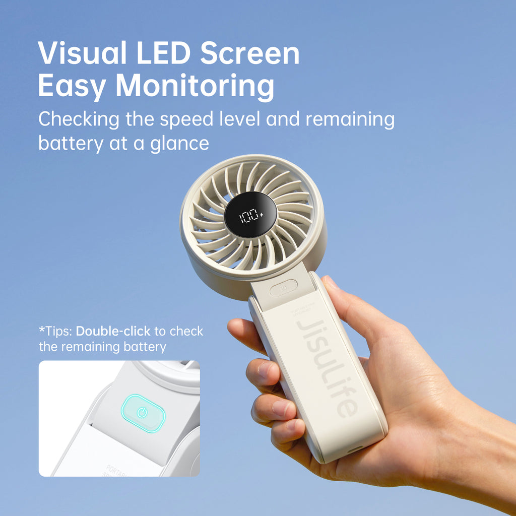JISULIFE Life 7 Ventilateur portable 3-en-1 avec affichage LED - Blanc