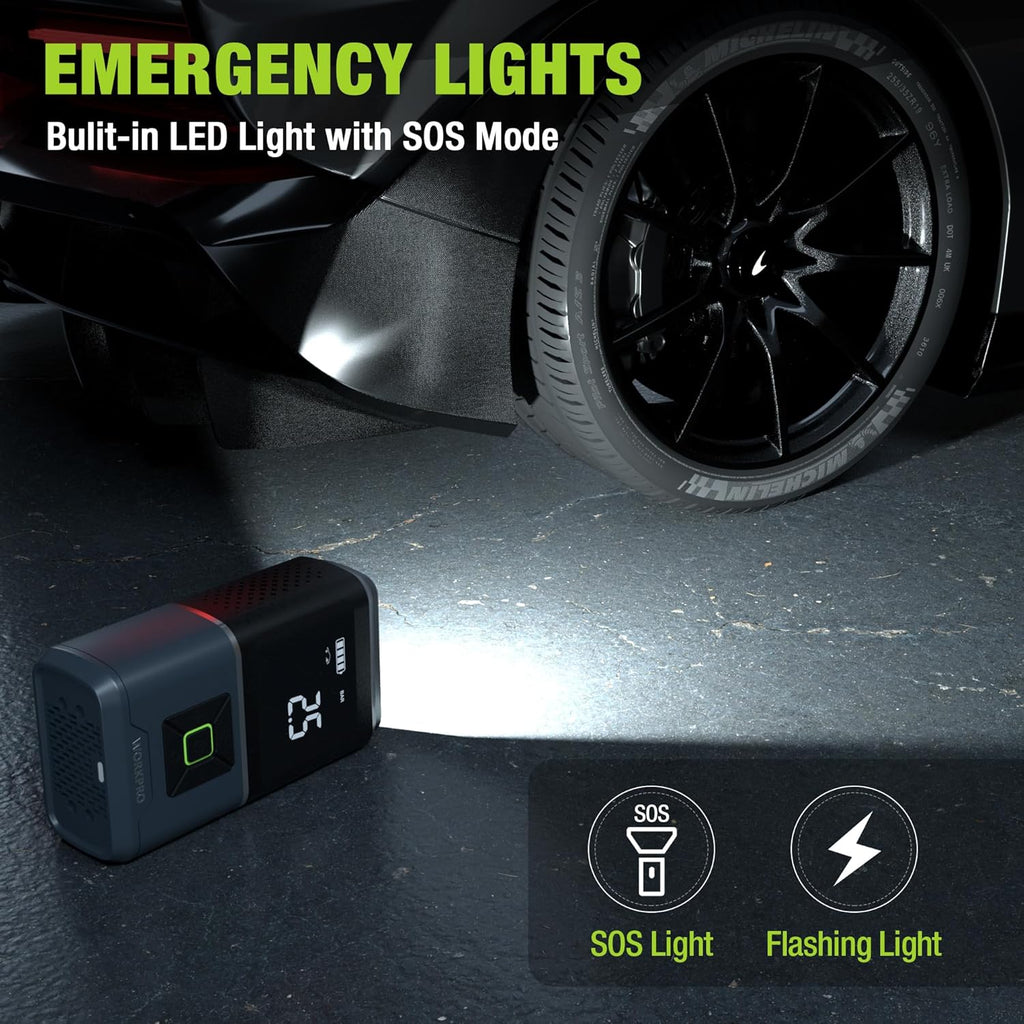 WORKPRO Pompe à air électrique 150 PSI (10,3 bar), Compresseur d’air sur batterie 7,2 V 2500 mAh