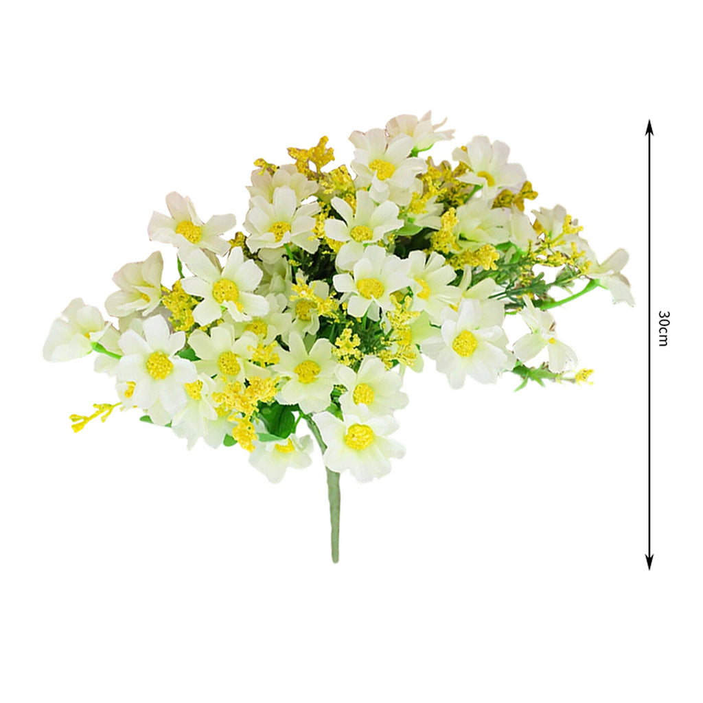 Wei's moment 6 lot de plantes artificielles pour balcon et intérieur, décoration de fleurs en plastique, plastique faux, fleurs résistantes aux UV pour tombes et jardin blanc