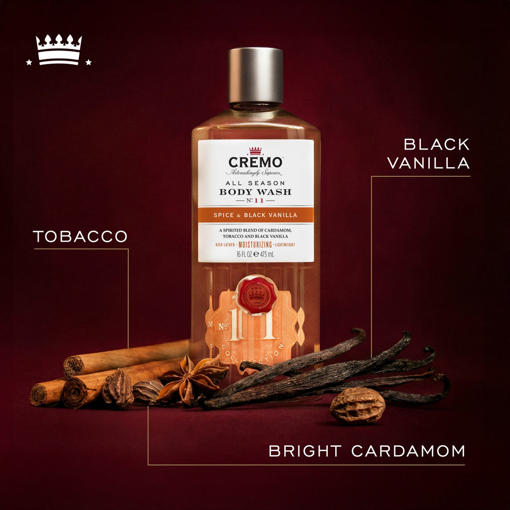 CREMO Épices & Vanille Noire - Gel Douche - Parfum Épicé & Suave - 473 ml