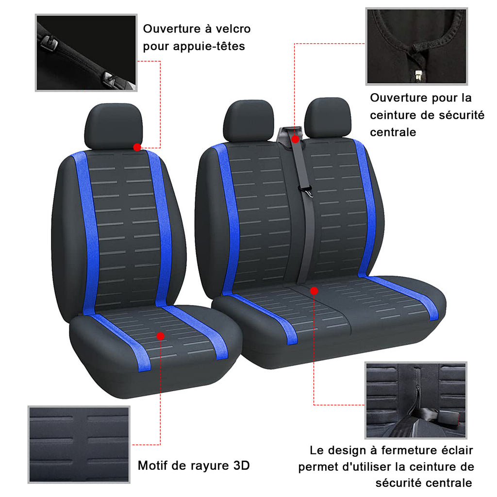 Porbi Y37716 Ensembles de housses de siège auto Bleu
