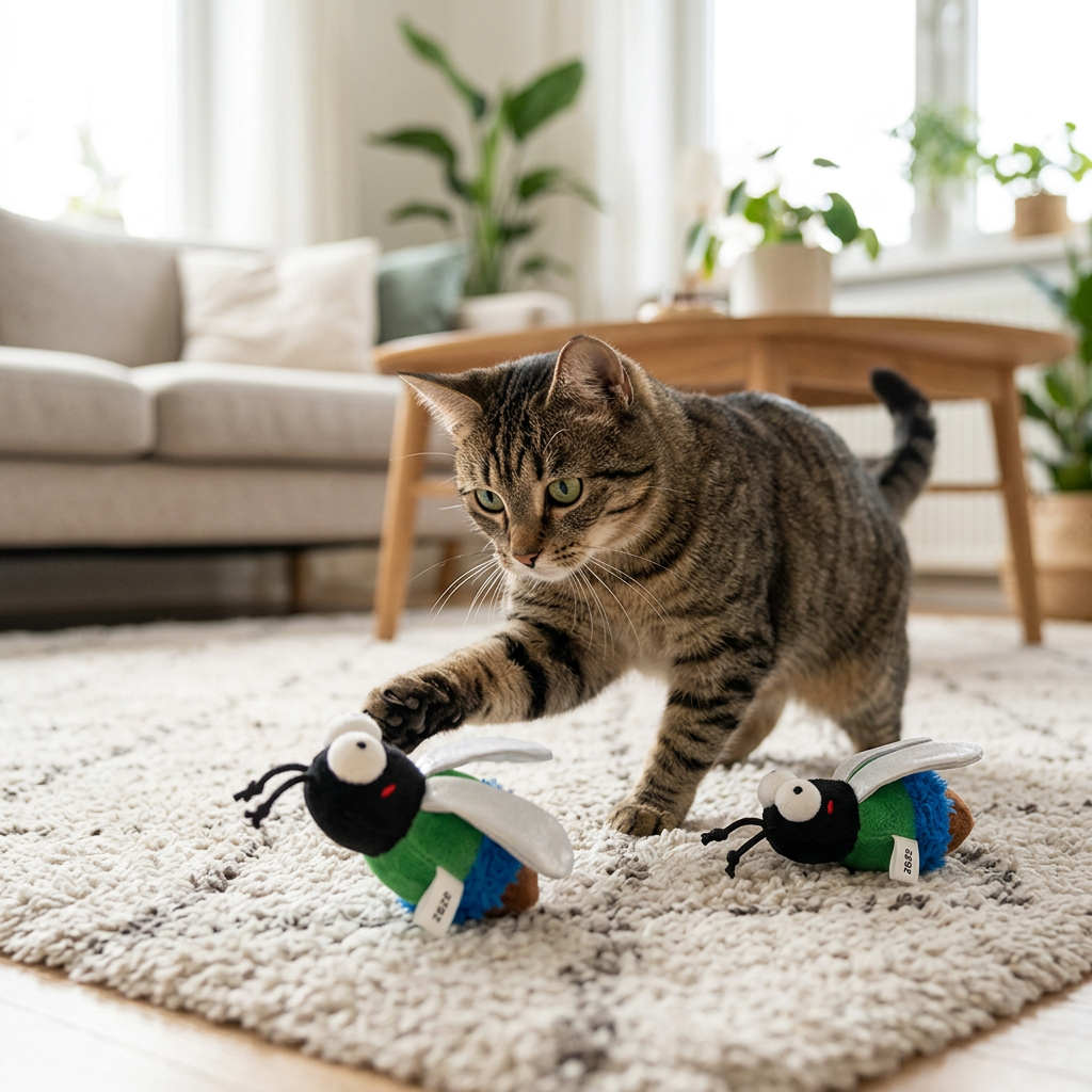 ZEZE Jouet pour chat avec herbe à chat en forme de moucheron vert