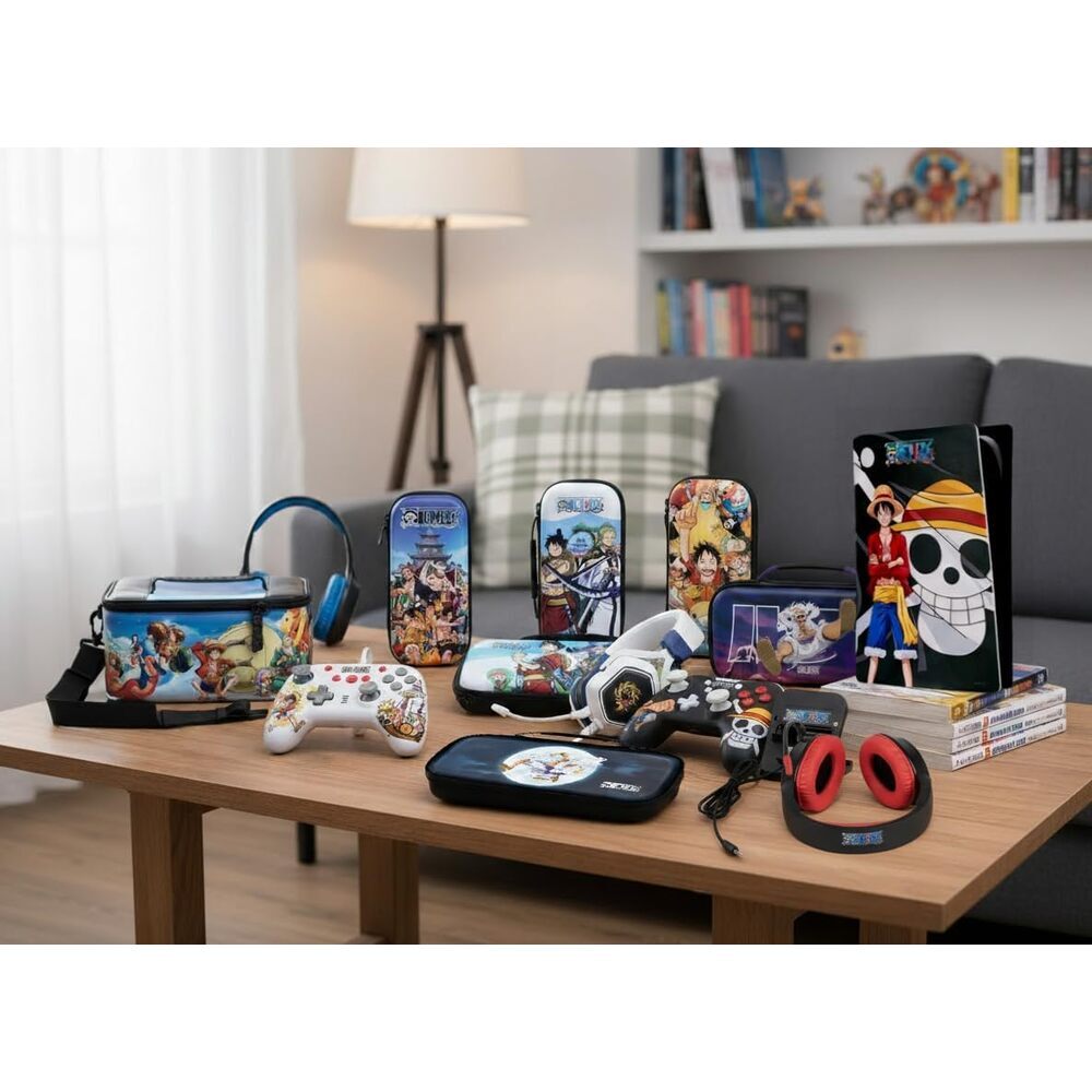 Konix One Piece Façade de protection pour console PS5 Slim - Silicone - Antichoc - Anti-rayures - Motif Luffy - Noir
