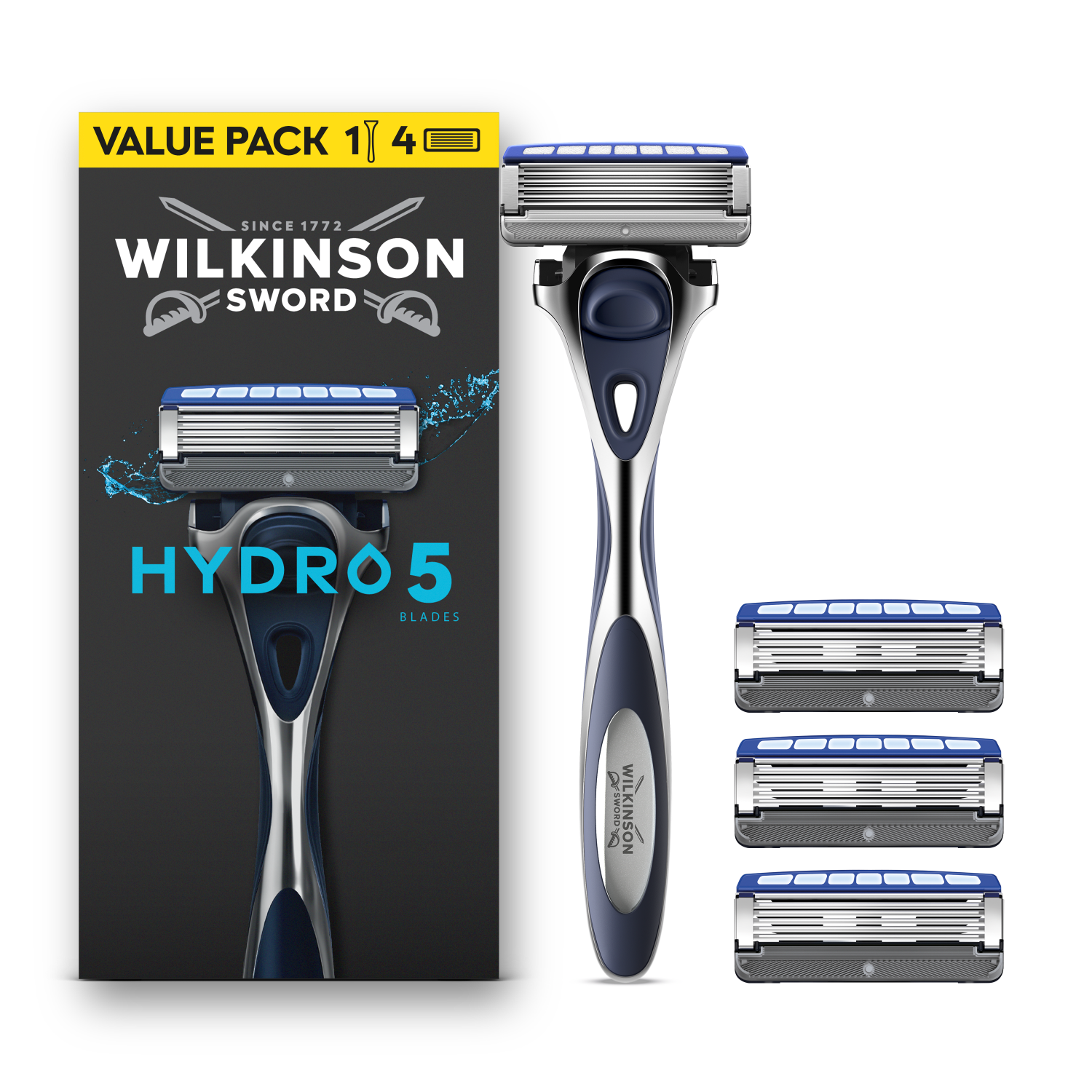 WILKINSON SWORD Hydro 5 - Rasoir Pour Homme - 1 Manche + 4 Recharges