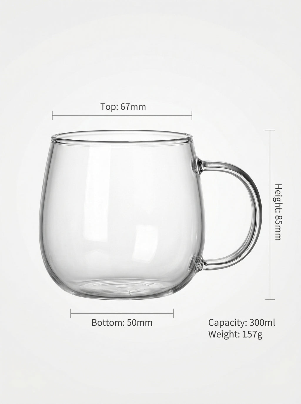 Ju7cer Tasse en verre transparente avec poignée verre à thé verre à boire verre à café 300 ml 1 pièce
