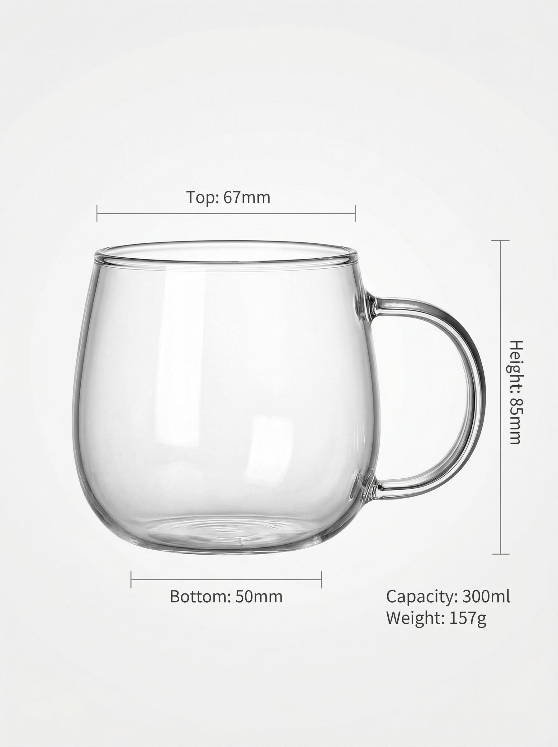 Ju7cer Tasse en verre transparente avec poignée verre à thé verre à boire verre à café 300 ml 1 pièce