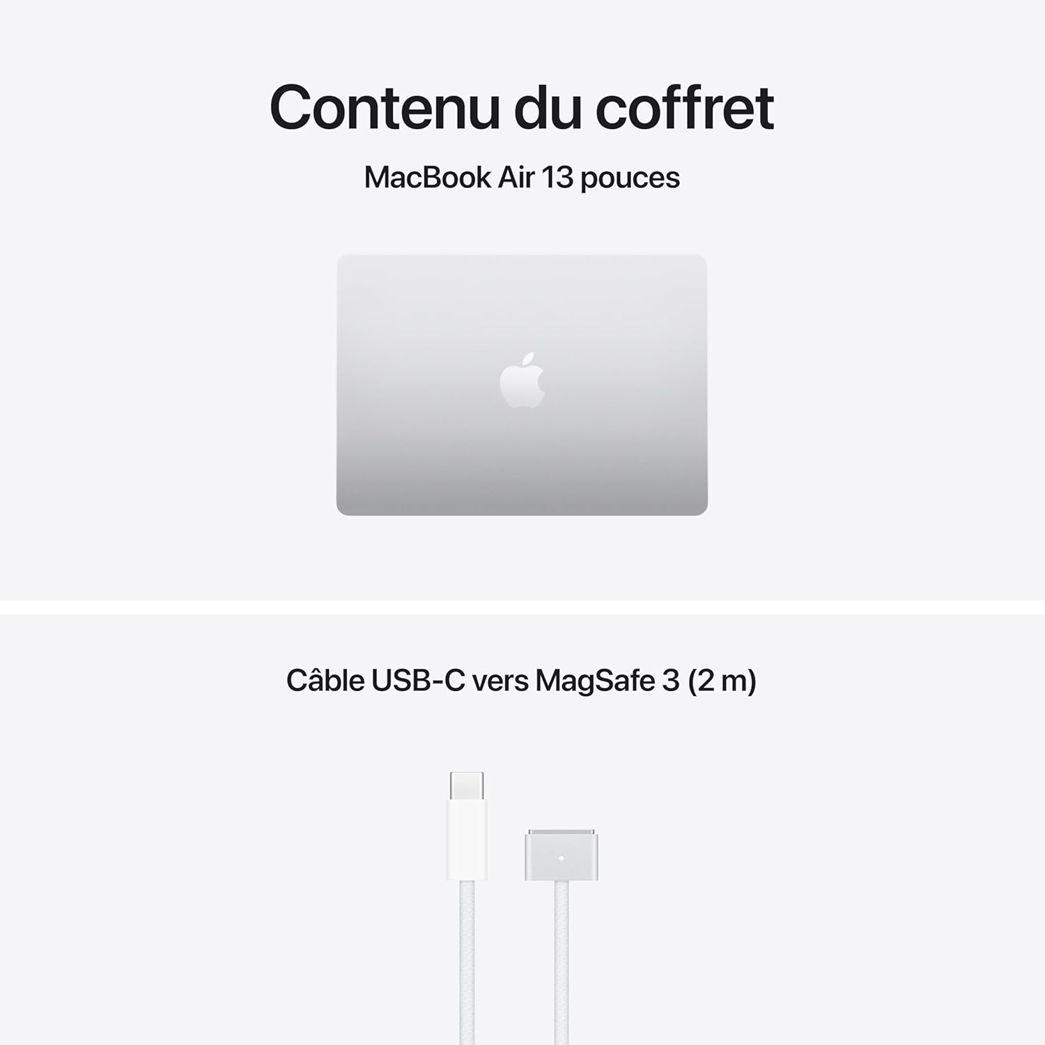 Apple MacBook Air 13 pouces Puce M5 CPU 10 cœurs GPU 10 cœurs 24 Go RAM 1 To SSD Argent, AZERTY