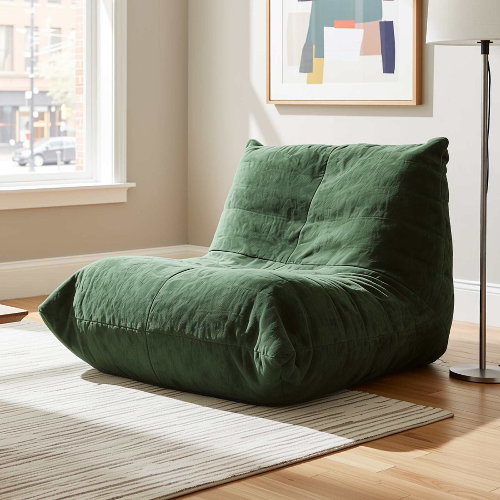 URBAN MEUBLE Pouf poire canapé paresseux en chenille à fil argenté luxe Vert 90 x 100 x 80 cm