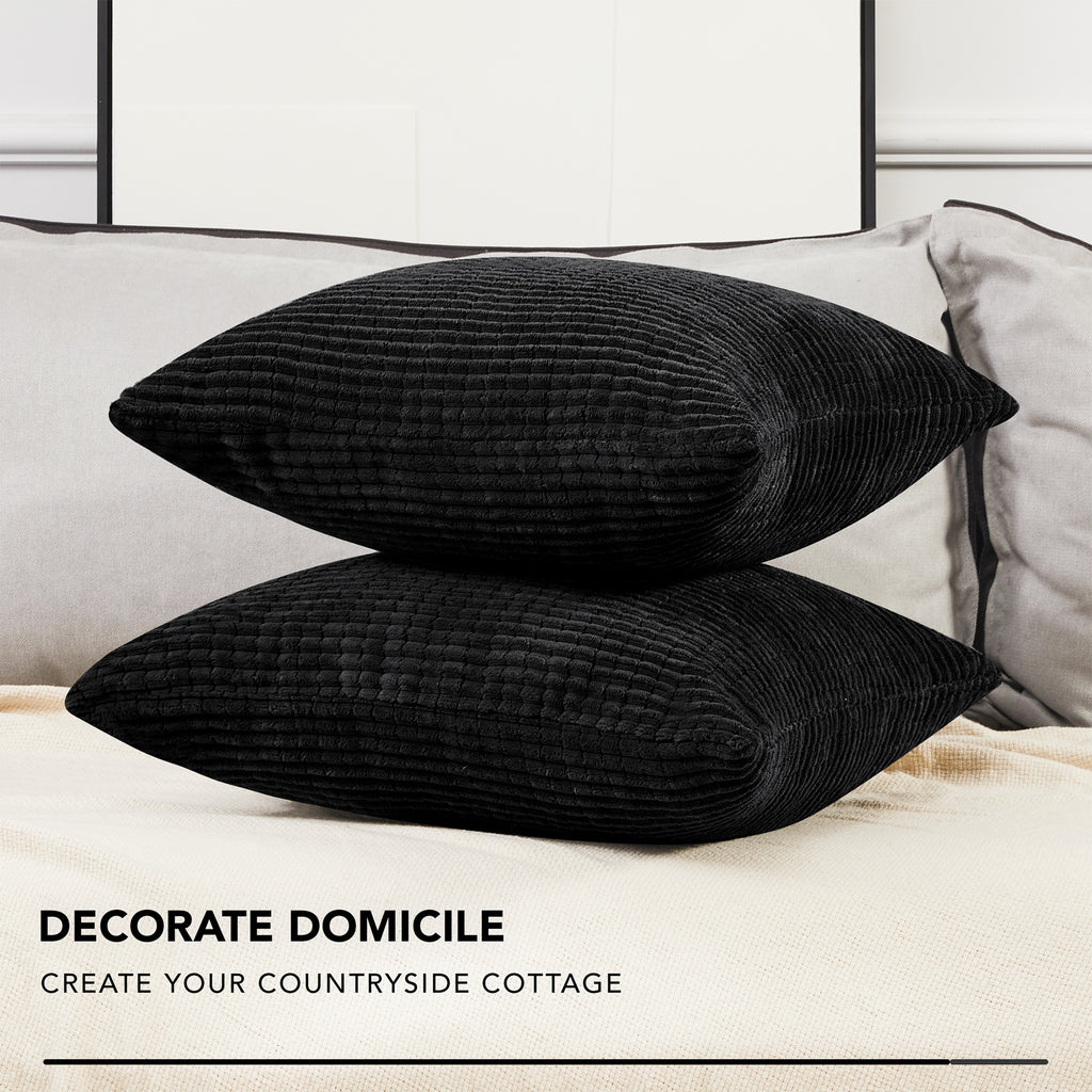 Deconovo Housse en velours couleur noire 50 x 50 cm - 1 pièce