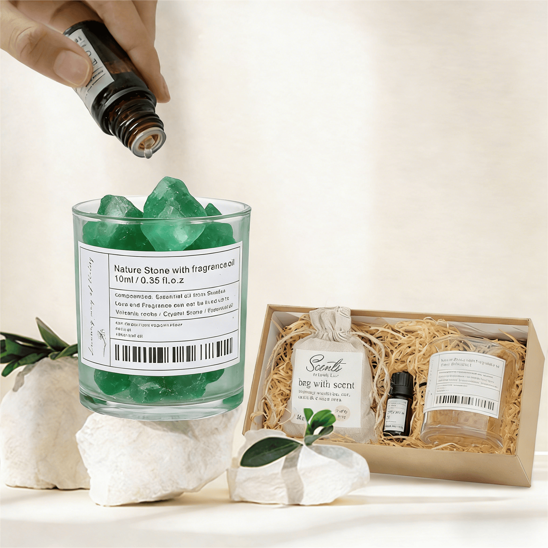 Zooly Coffret cadeau avec diffuseur de parfum en cristal vert, Enchanted Wood Phantom - 380 g
