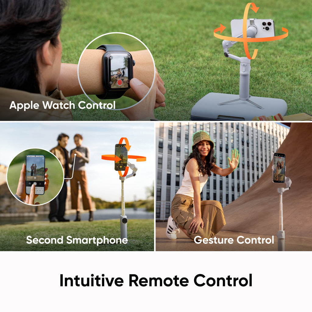 Insta360 Flow 2 Gris - Stabilisateur pour smartphone pliable avec IA, suivi IA et multi-personnes, trépied/perche à selfie intégrés, télécommande, compatible iPhone/Android, voyage