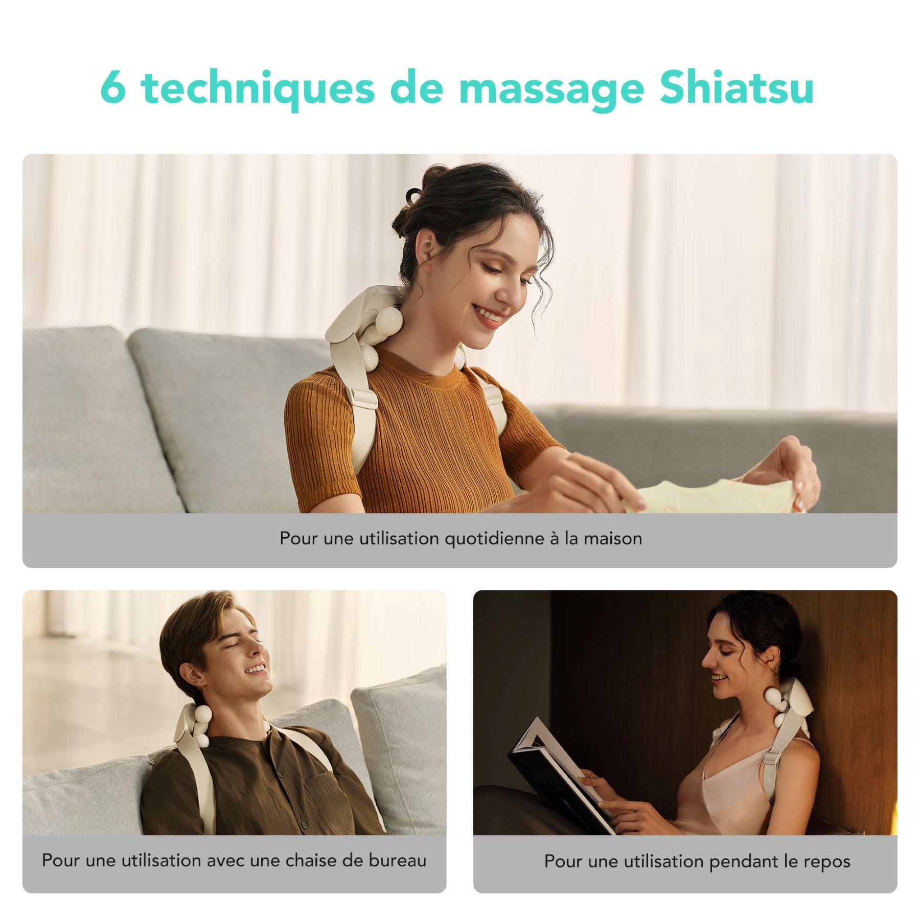 SKG HS500-2 Appareil de massage pour le cou et les épaules Rotation, pétrissage et moxibustion à lumière rouge Cadeau pour l'être aimé