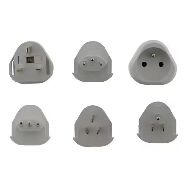 Zenitech Lot de 6 adaptateurs de voyage avec 5 fiches mâles, pour 100 pays - Pochette offerte - Blanc