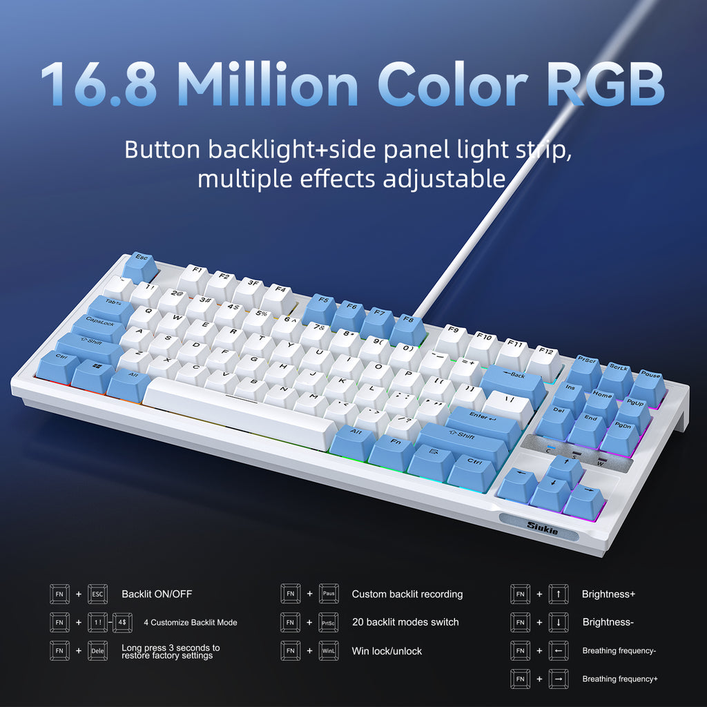 Siukie CR87 Clavier mécanique filaire à 87 touches avec interrupteurs détachables