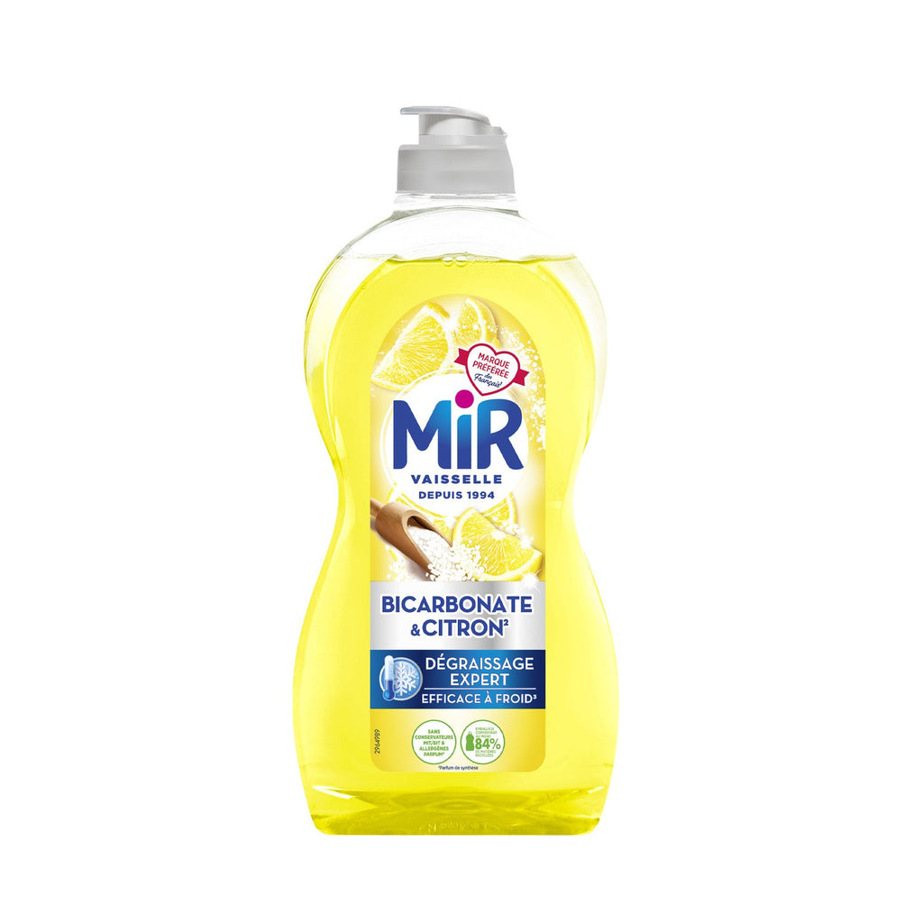 Mir Liquide Vaisselle Dégraissant Expert au Bicarbonate et au Citron, Hautement Concentré, 450 ml