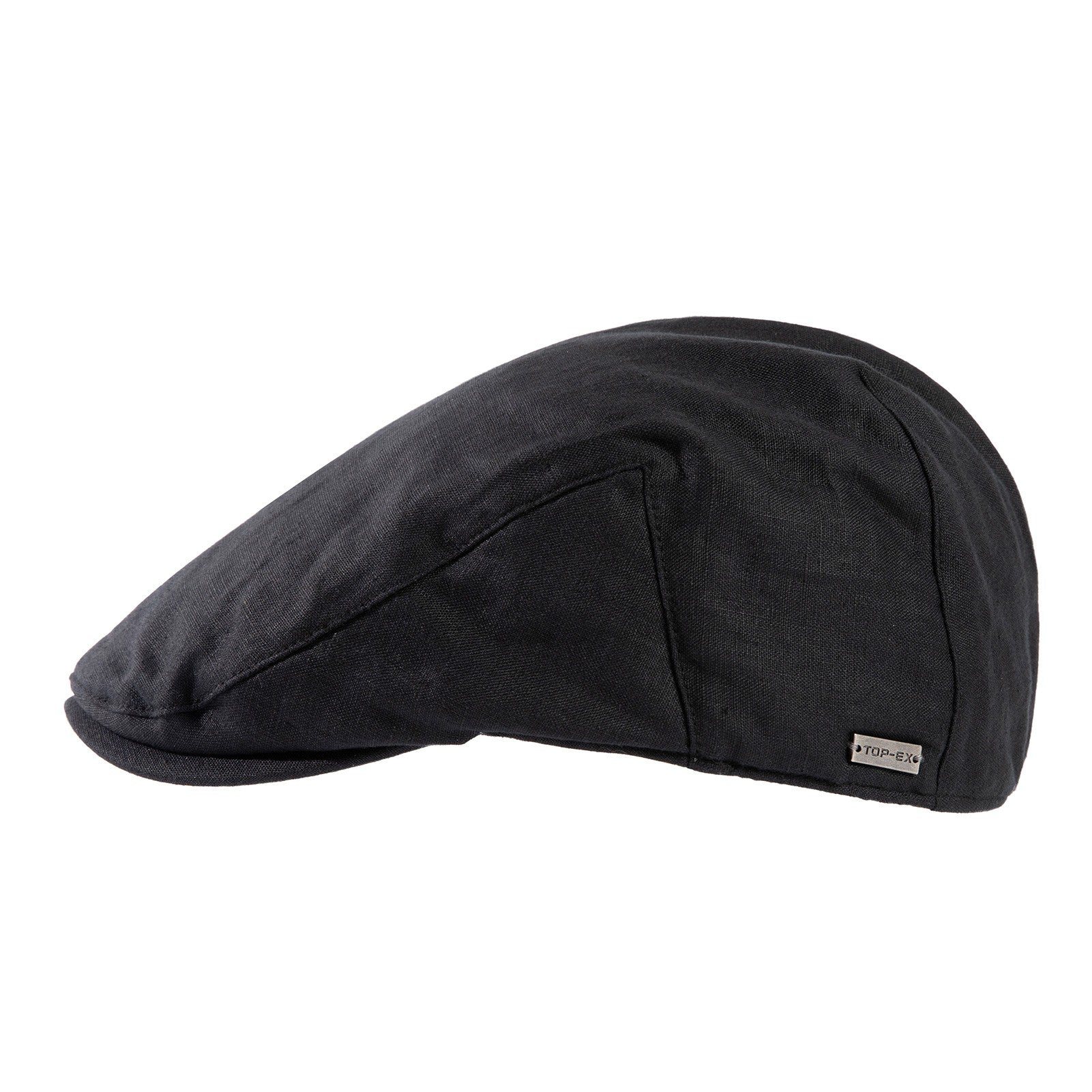 TOP-EX Casquette gavroche en lin 100 % pour homme, intérieur en coton, taille M/L - Noir