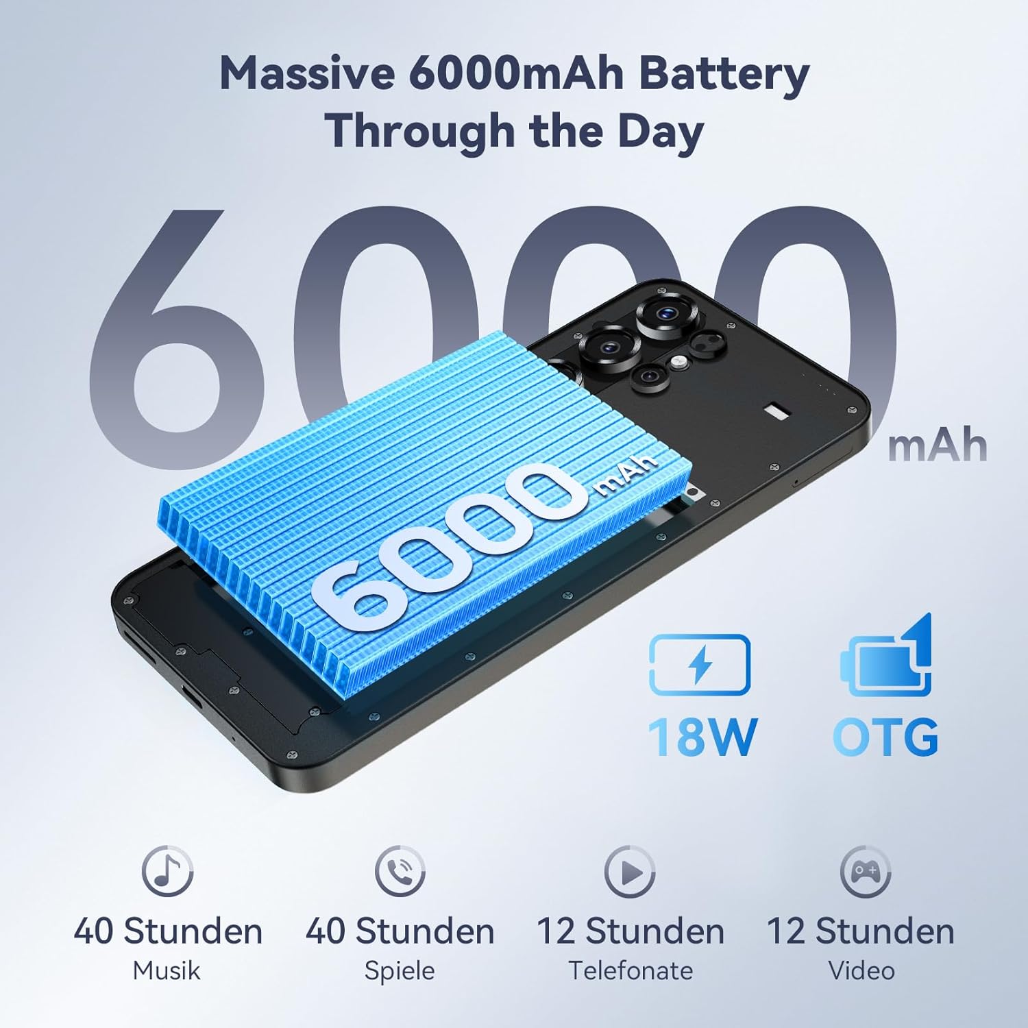 OUKITEL C68 Plus (8+512) 7,2 pouces Batterie 6000 mAh 9,5 mm Corps ultra-fin Smartphone Noir Double SIM