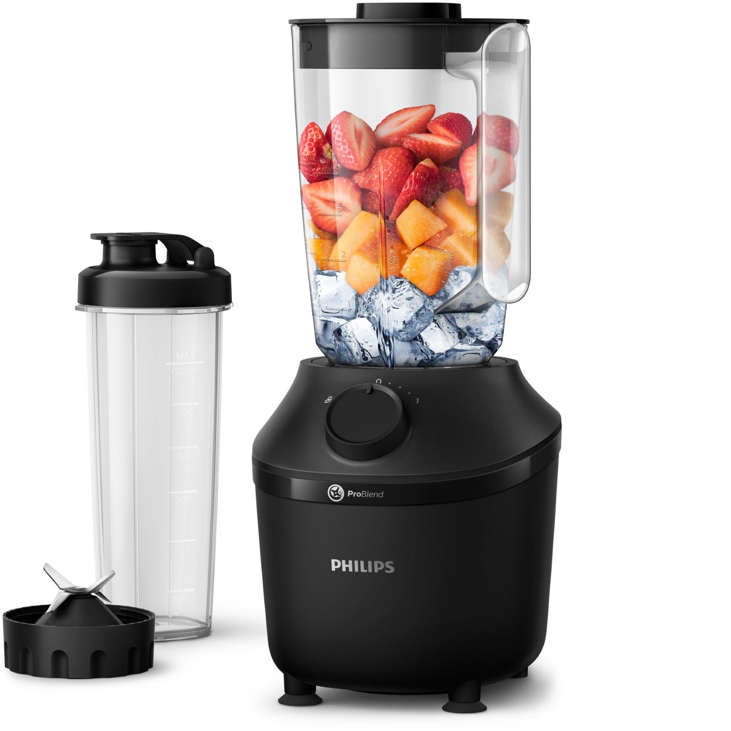 Philips HR2041/41 Mixeur, Série 3000, 1,9 L, 450 W, Noir, Avec gourde