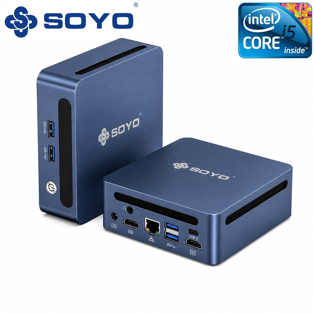 Mini PC SOYO Y5Pro, Mini PC Processeur Intel Core i5 8250U/8350U Windows 11 Pro, 8 Go DDR4 256 Go SSD SATA Mini Ordinateur | BT5.2 | Wi-Fi 5