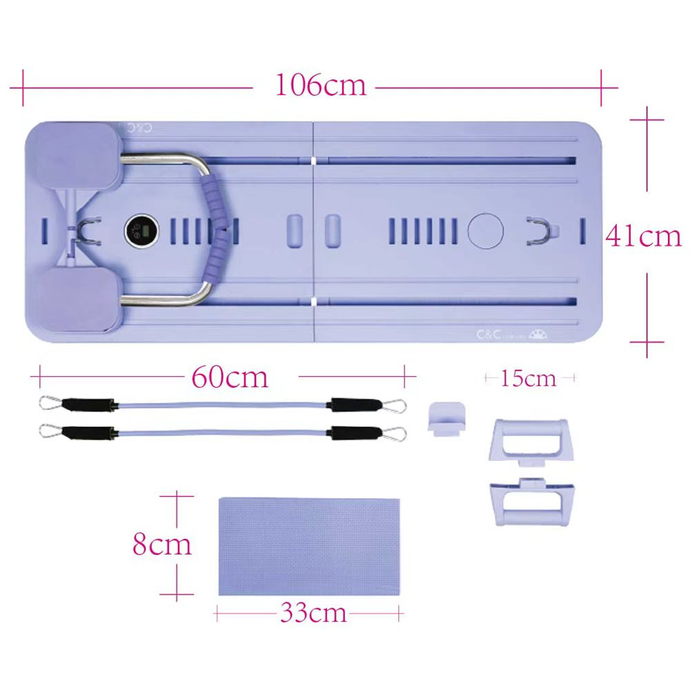 Capelli Sport - Ensemble de réformateur de Pilates, planche de réformateur de Pilates pliable et polyvalente pour la maison, 42" x 16" x 1,5" (L x l x H)