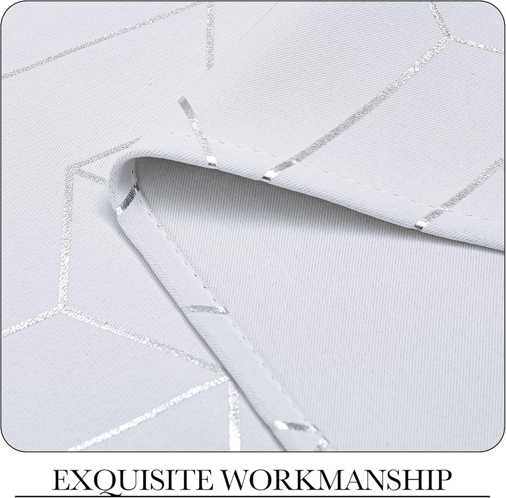 ochama X PONY DANCE Rideaux occultants à œillets avec impression métallisée 2 panneaux Largeur 140 x longueur 245 cm (largeur 55 x longueur 96 po) Blanc grisâtre