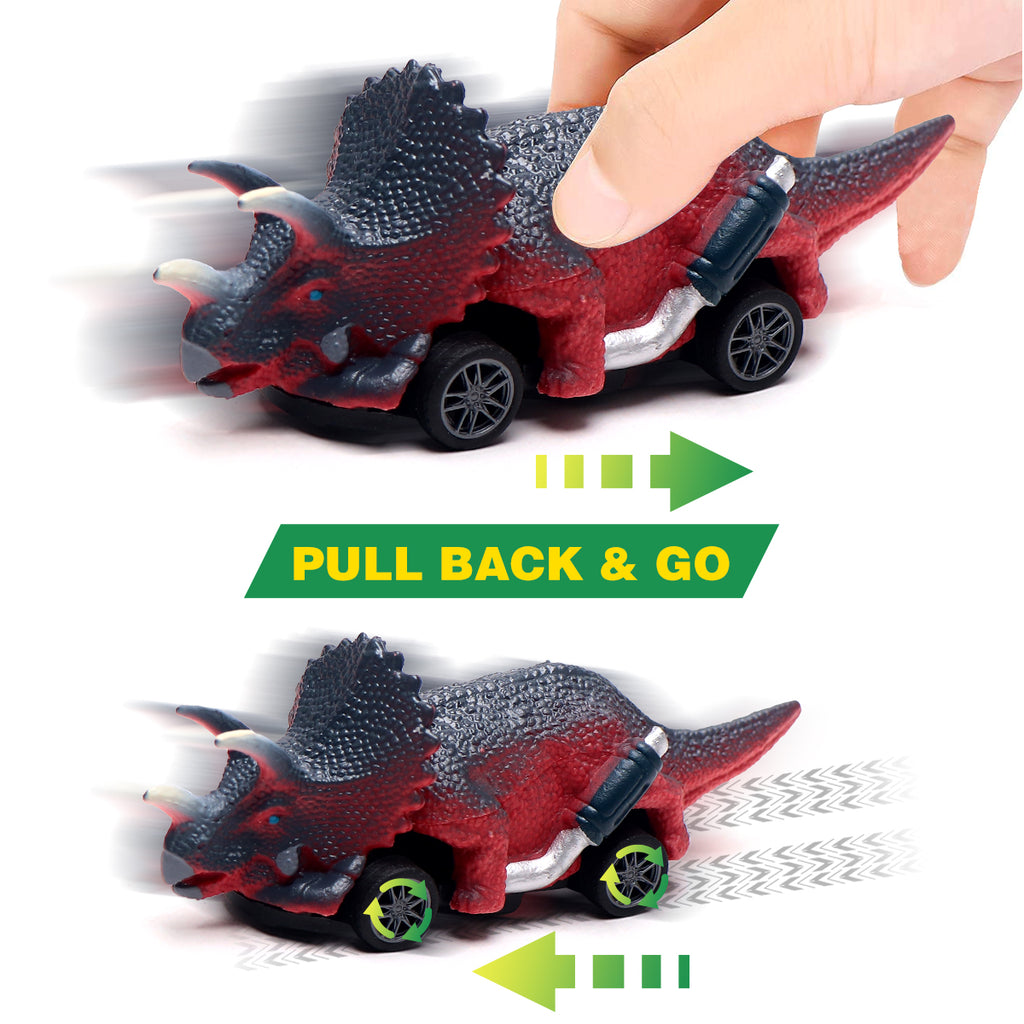 Jouets de Voitures à Rétropédalage Dinosaure, Set de 6 Voitures de Course Dinosaure en Plastique Sûr, Cadeaux de Jeu de Mini-Véhicules de Modélisation Dinosaure Réalistes pour Enfants Garçons Intérieur Extérieur Jeu de Rôle