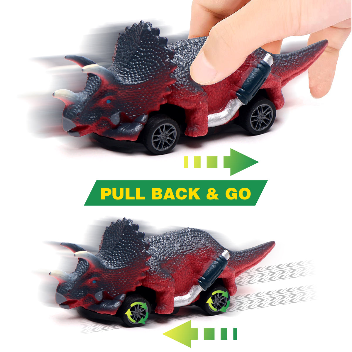 Jouets de Voitures à Rétropédalage Dinosaure, Set de 6 Voitures de Course Dinosaure en Plastique Sûr, Cadeaux de Jeu de Mini-Véhicules de Modélisation Dinosaure Réalistes pour Enfants Garçons Intérieur Extérieur Jeu de Rôle