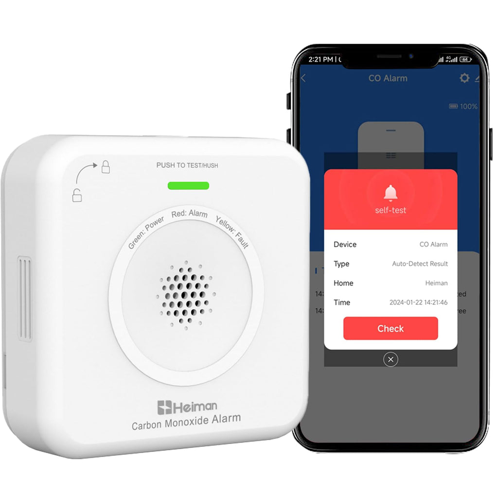 Heiman Détecteur de monoxyde de carbone WLAN Wi-Fi, Durée de vie 10 ans, EN50291, Connecté avec application Tuya et SmartLife, Portable (WS-725ES)