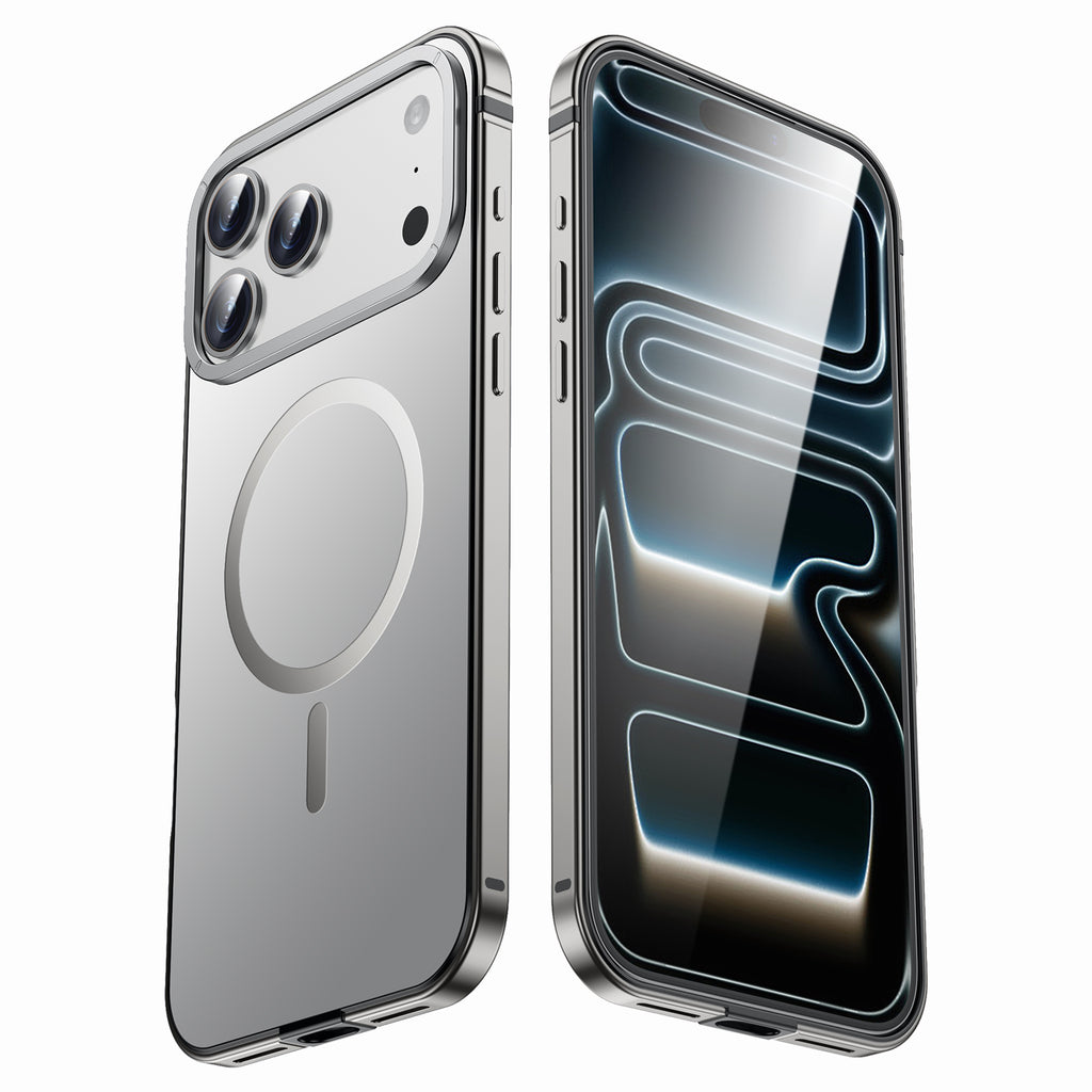 IM-CHEN Coque pour iPhone 17 Pro, cadre en alliage, couleur d’origine, versions magnétiques MagSafe, argent, 1 pièce