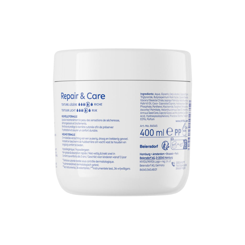 NIVEA Repair & Care Crème Multi-Usages Peaux Sèches Pot 400 ml