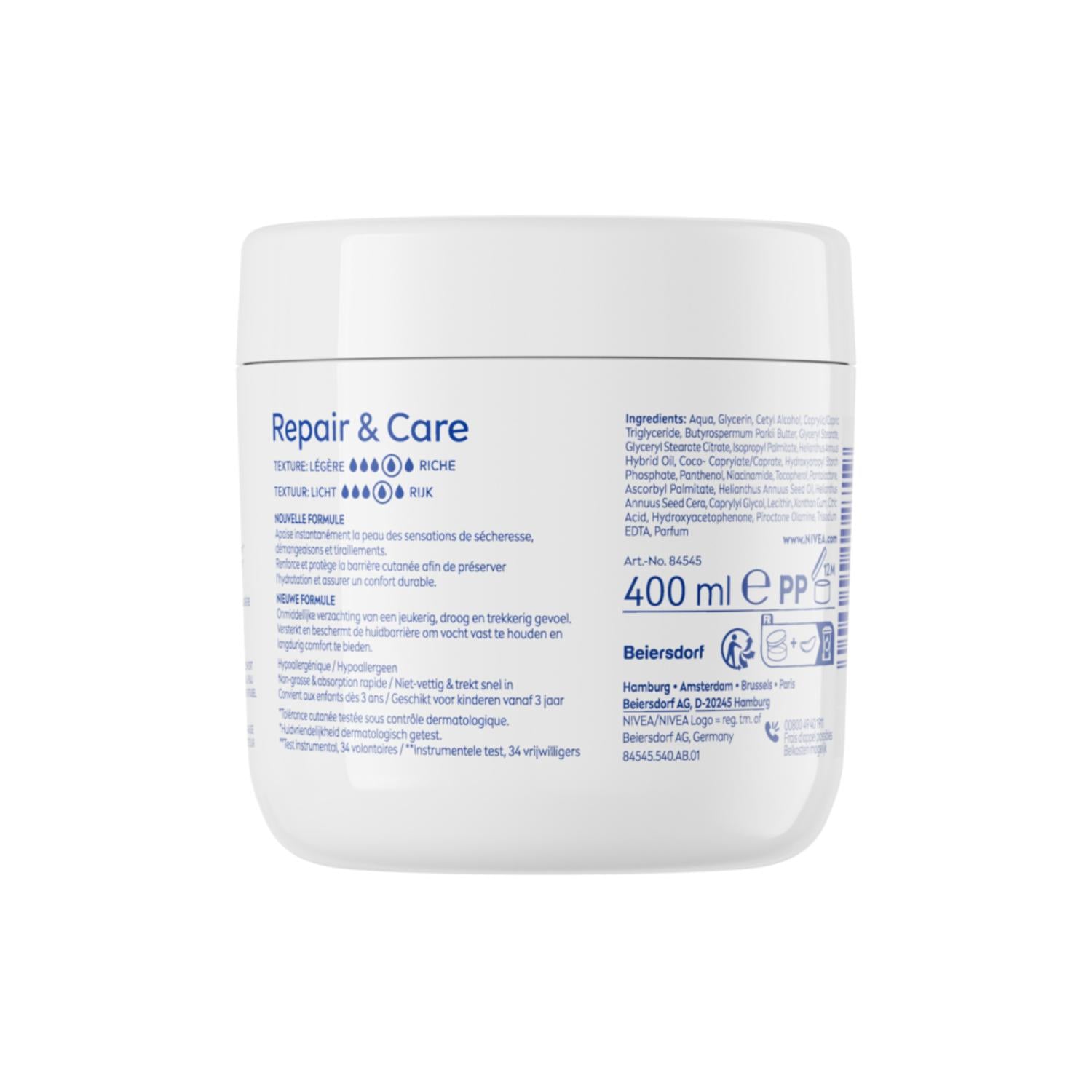 NIVEA Repair & Care Crème Multi-Usages Peaux Sèches Pot 400 ml