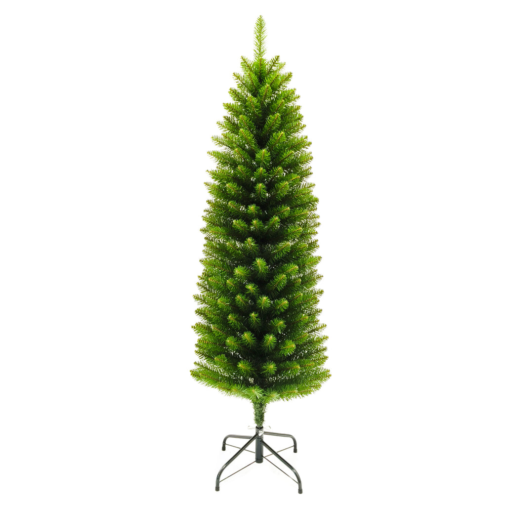 Daisy Darcy Sapin fin vert de 5 ft, Construction enveloppée, Support en métal, Diamètre de 51 cm