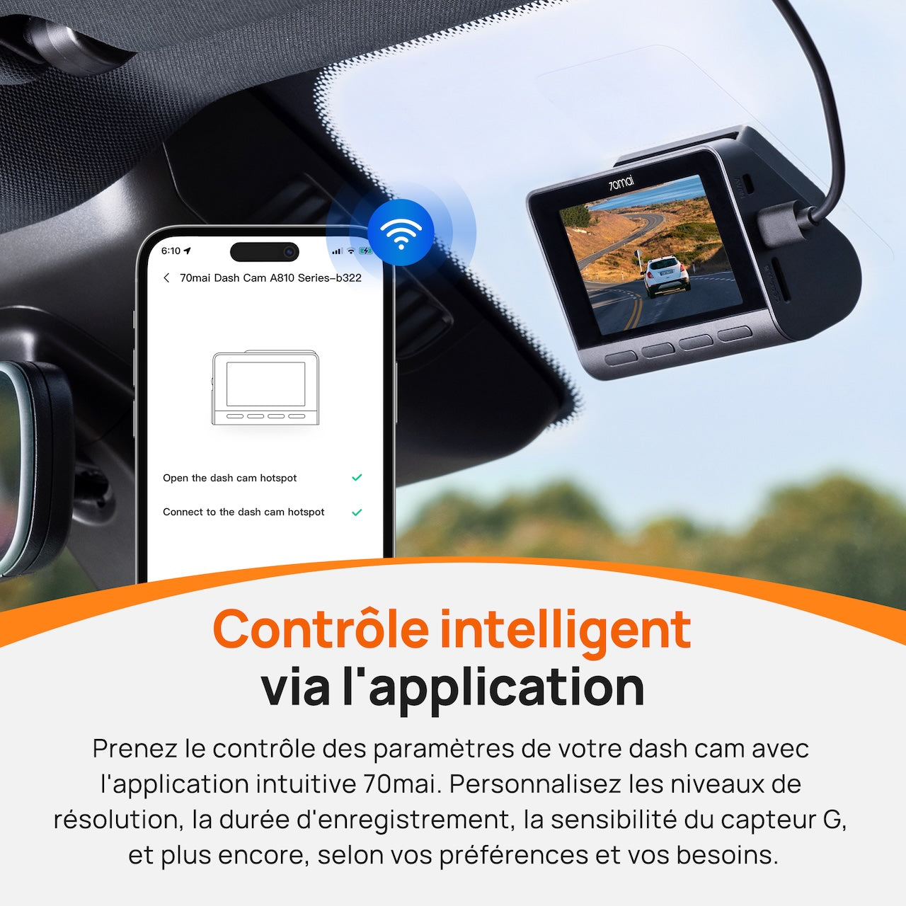 Dashcam 4K Avant et Arrière 70mai A810-2, Dashcam UHD 4K Réelle avec Sony STARVIS 2, Vision Nocturne HDR, Détection de Mouvement par IA, GPS Intégré, Support 4G LTE, ADAS