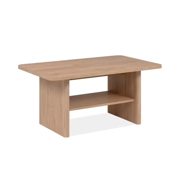 Finori Genf 55B Table basse – 1 étagère ouverte, bords arrondis, finition effet bois – L. 90 cm x H. 42 cm x P. 56 cm
