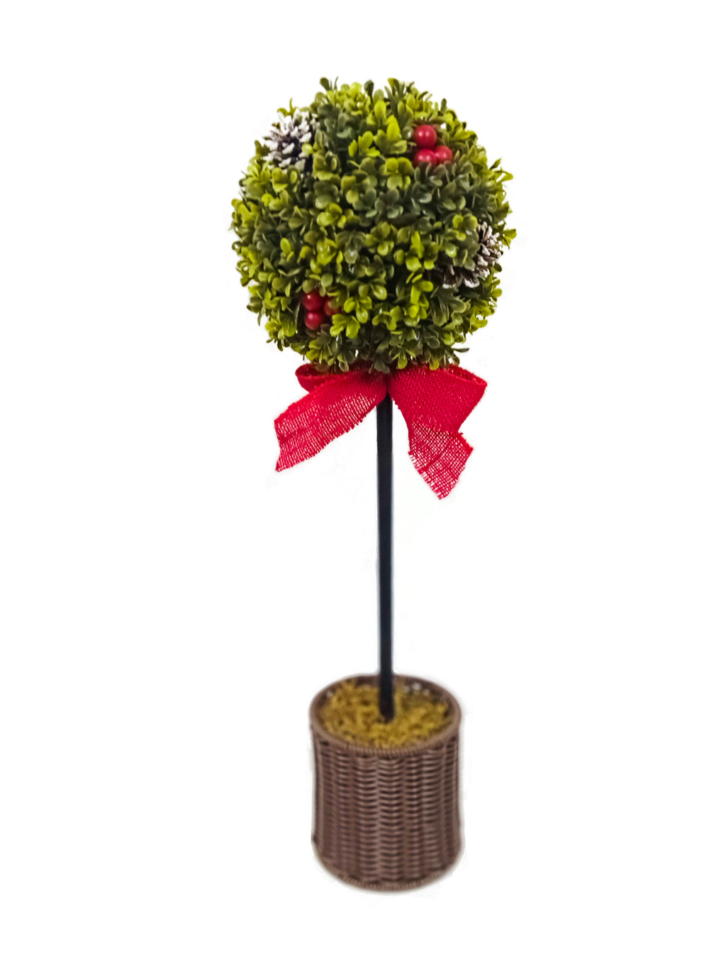 Daisy Darcy Arbre boule de buis 60 cm avec baies et cônes, Matériau naturel : pommes de pin