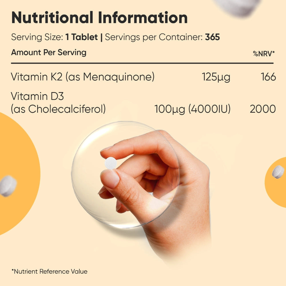 WEIGHTWORLD Vitamine D3 4000IU + K2 (MK-7) 125mcg, 365 Comprimés