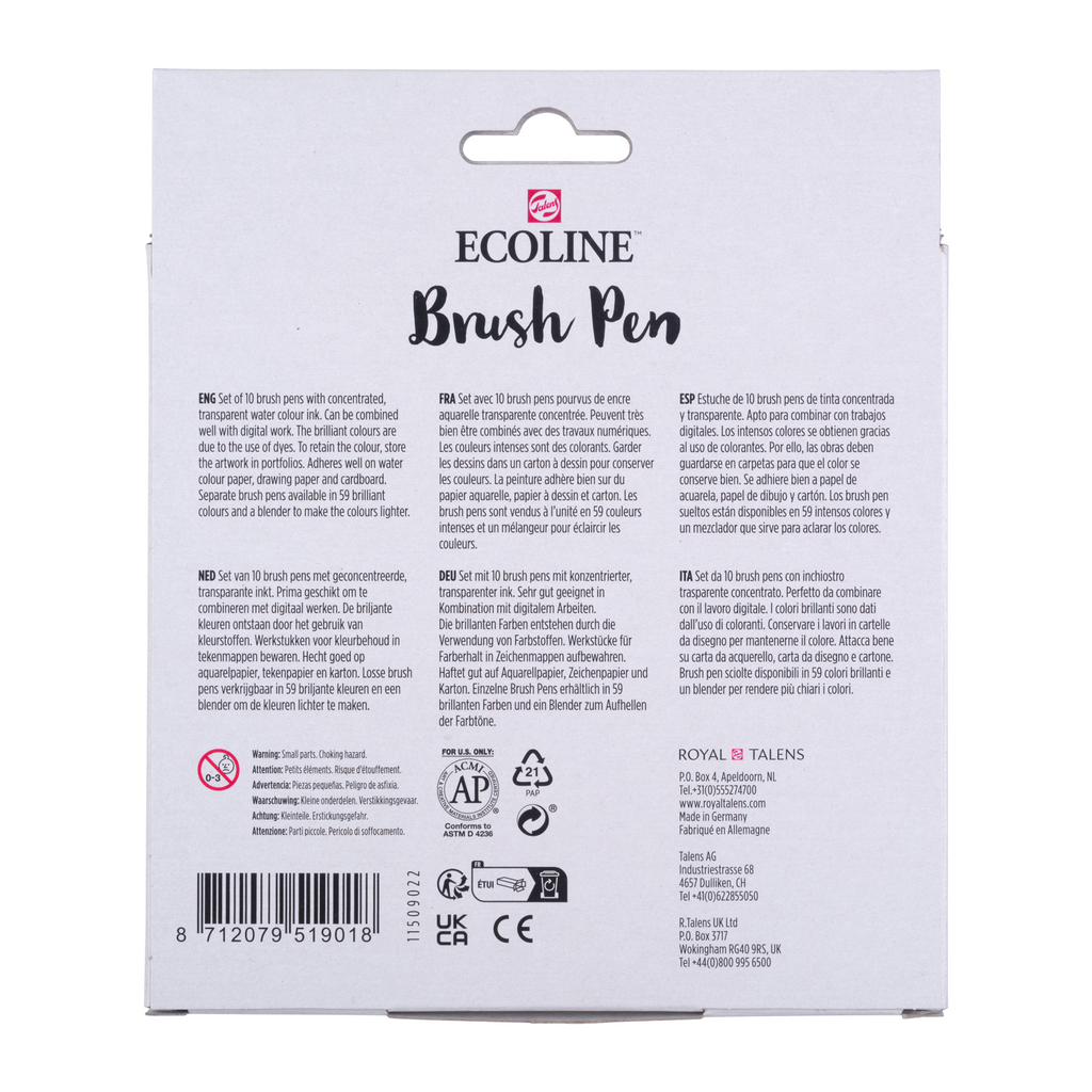 Ecoline Brush Pen set Primaire | 10 couleurs