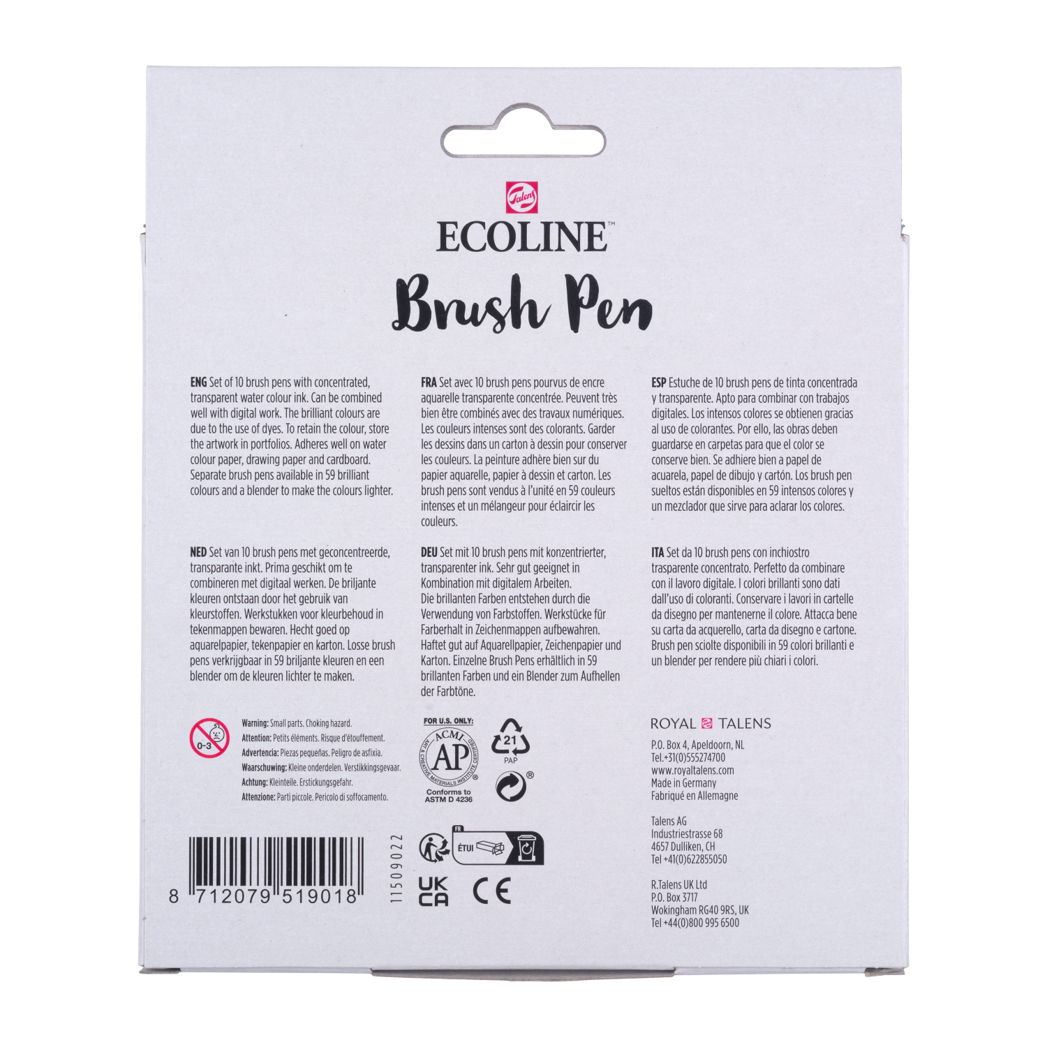 Ecoline Brush Pen set Primaire | 10 couleurs