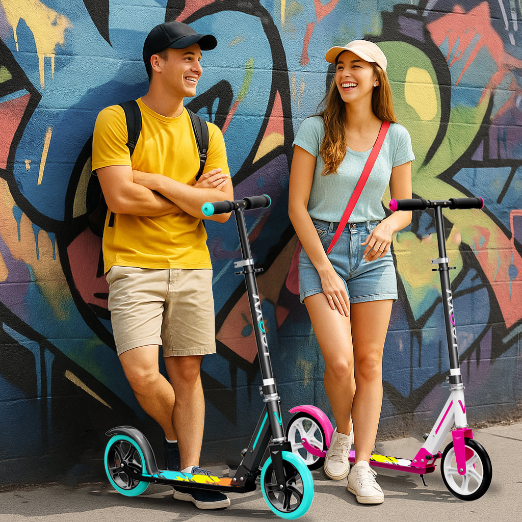 LEEYV Trottinette LY205, Trottinette pour enfants 6–12 ans et adultes, Charge maximale 100 kg, Hauteur réglable, Légère, 2 roues, Trottinette pliable pour enfants avec grandes roues de 205 mm