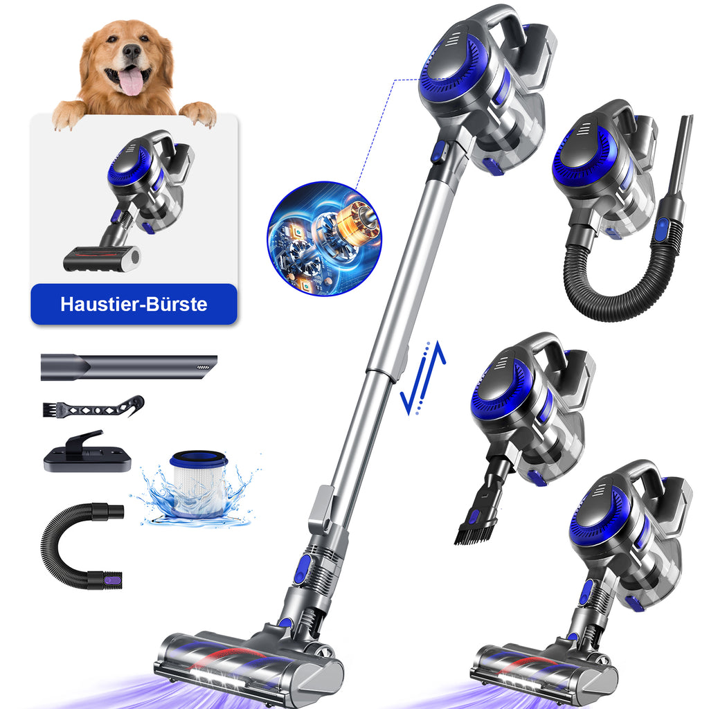 Daynee Aspirateur sans fil, 55 kPa, avec tuyau et brosse pour animaux, HEPA*4, pour poils d'animaux, tapis et sols durs