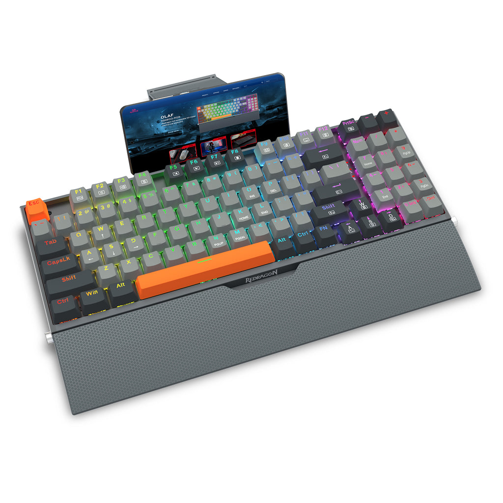 REDRAGON - Clavier mécanique filaire 94 touches en métal, avec support pour smartphone et repose-poignet