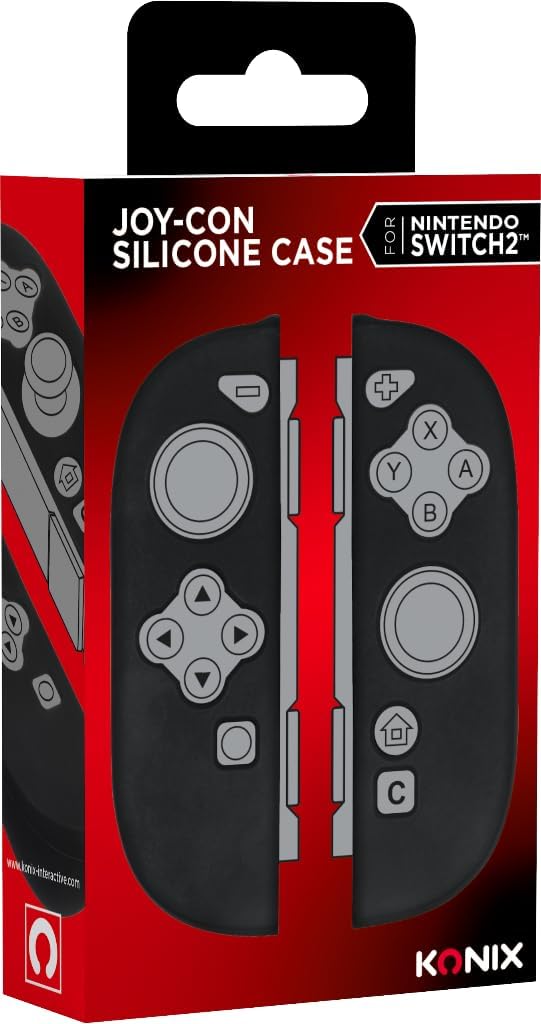Konix Coque de protection pour manettes Joy-Con Nintendo Switch 2 - Silicone - Antichoc - Anti-rayures - Anti-poussière - Noir
