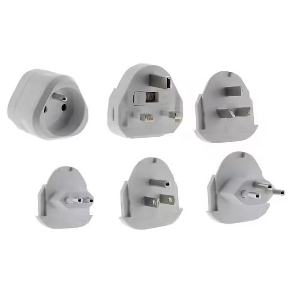 Zenitech Lot de 6 adaptateurs de voyage avec 5 fiches mâles, pour 100 pays - Pochette offerte - Blanc