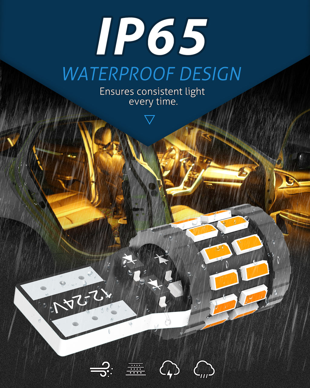 Katur 194 T10 W5W 501 168 Ampoule LED très brillante Jaune ambré 12-24 V Compatible bus CAN sans erreur Remplacement pour plafonnier liseuse éclairage de porte éclairage de courtoisie