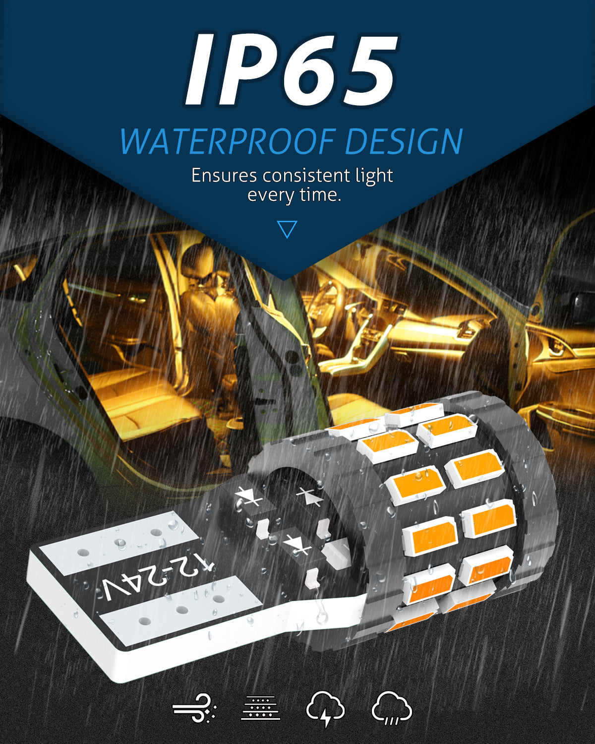 Katur 194 T10 W5W 501 168 Ampoule LED très brillante Jaune ambré 12-24 V Compatible bus CAN sans erreur Remplacement pour plafonnier liseuse éclairage de porte éclairage de courtoisie