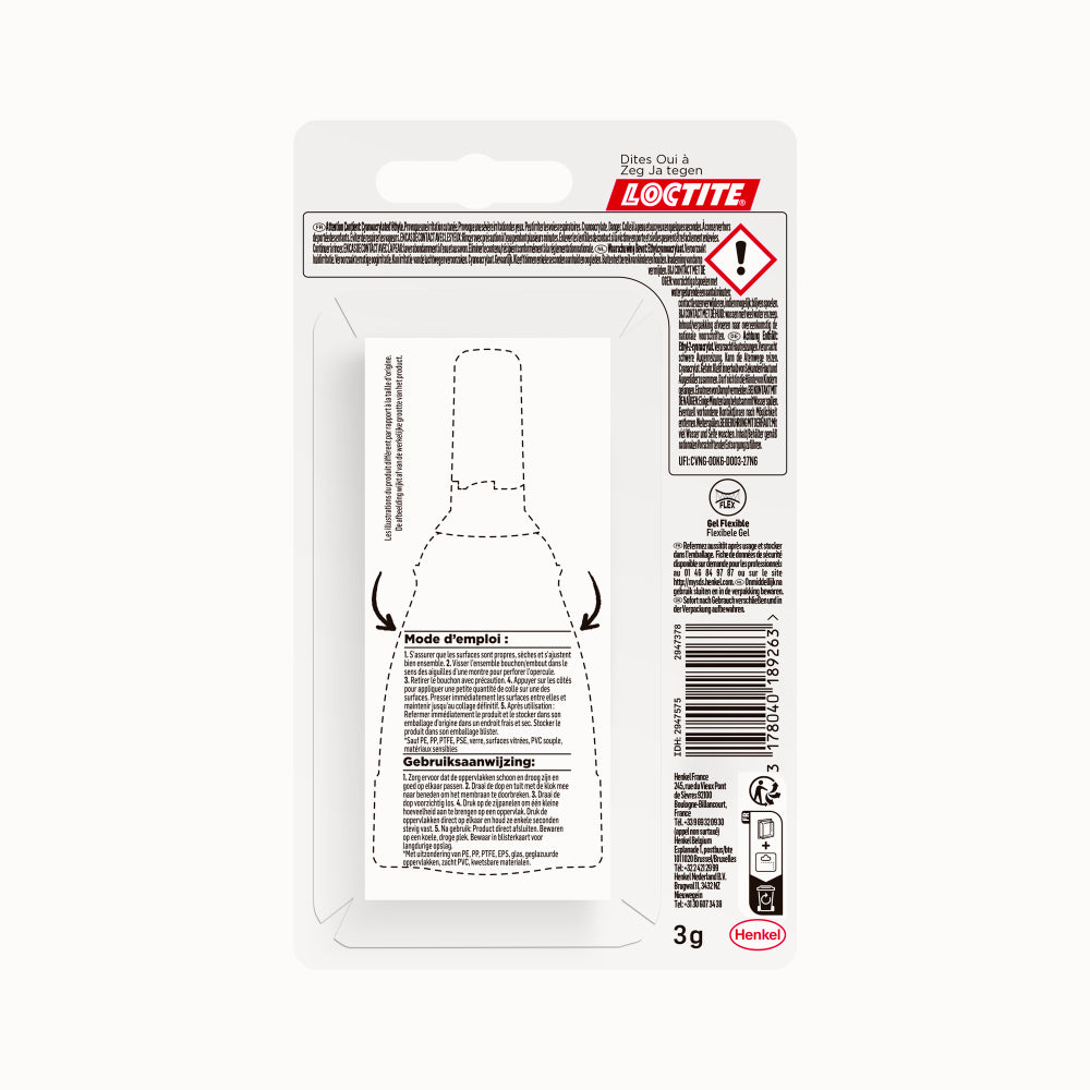 Henkel Loctite – Super Glue-3 Power Gel Control (flacon de 3 g) – Colle instantanée surpuissante avec débit contrôlé, universelle pour la plupart des matériaux