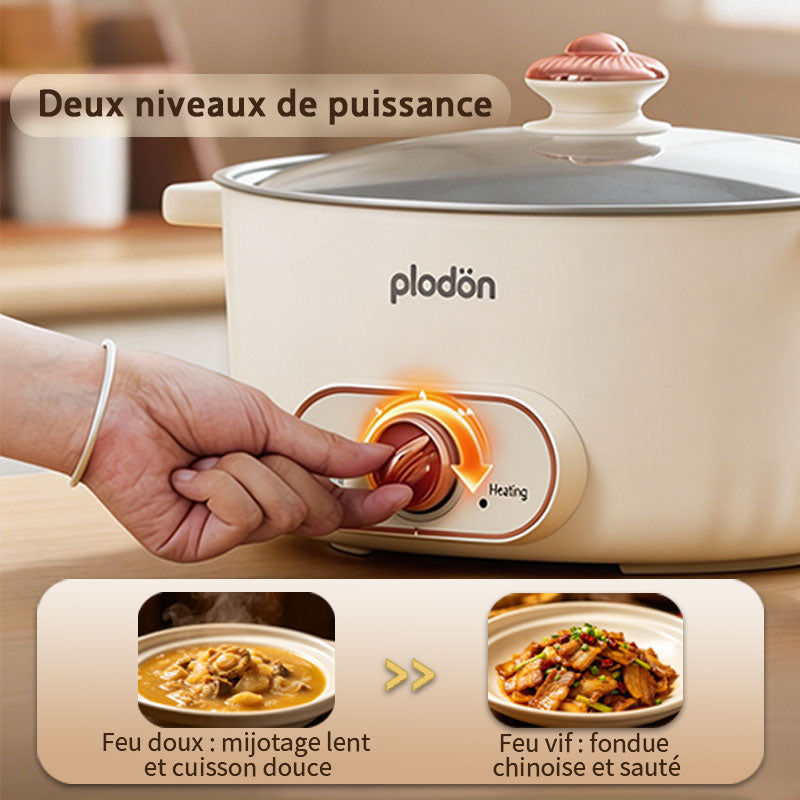 Plodon 7 L Marmite Électrique Multifonction Grande Capacité Antiadhésive, Marmite de Cuisson Électrique à Ébullition Rapide pour Sauter et Mijoter RHG-70XV
