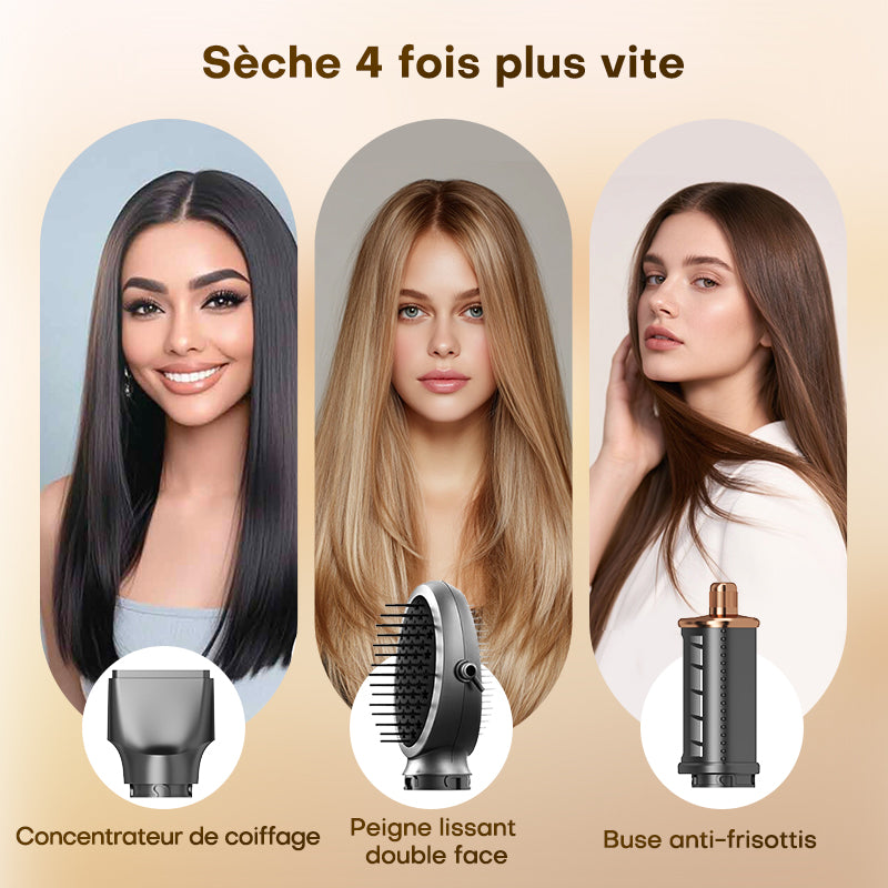 Uniorange M8 Sèche-cheveux et appareil de coiffage à air chaud 8-en-1, 1 400 W, Moteur 110 000 tr/min, 200 millions d'ions négatifs, Bouclage automatique