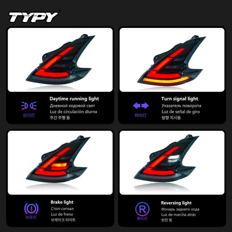 TYPY Feu arrière LED projecteur pour Nissan 370Z 2013-2019, feu de jour, accessoires d’automobile